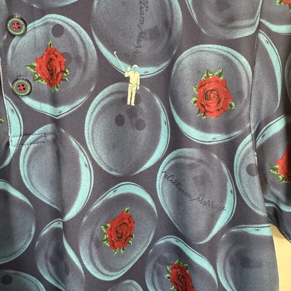 William Murray Men’s M Golf Polo Shirt Blue Bowling Rose Stretch Performance - Picture 7 of 12